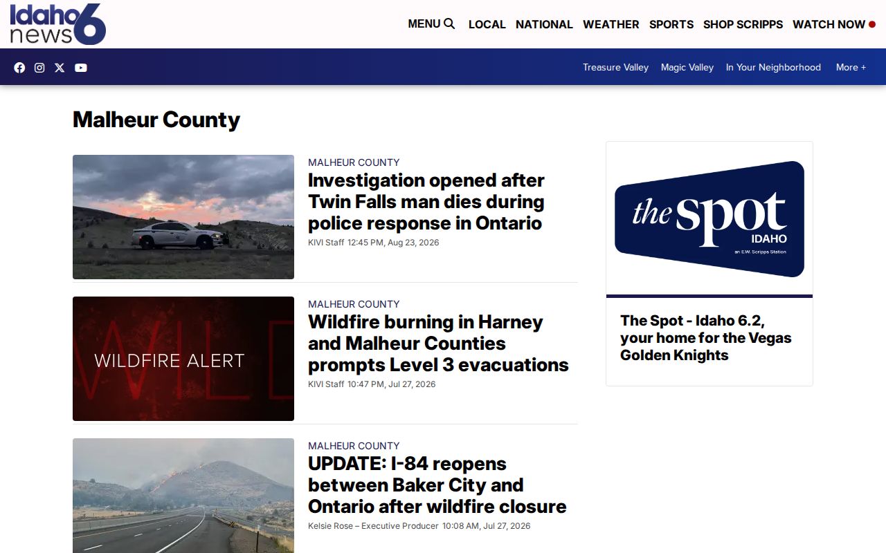 Malheur County KIVI public-safety news hub for arrest and court record reporting