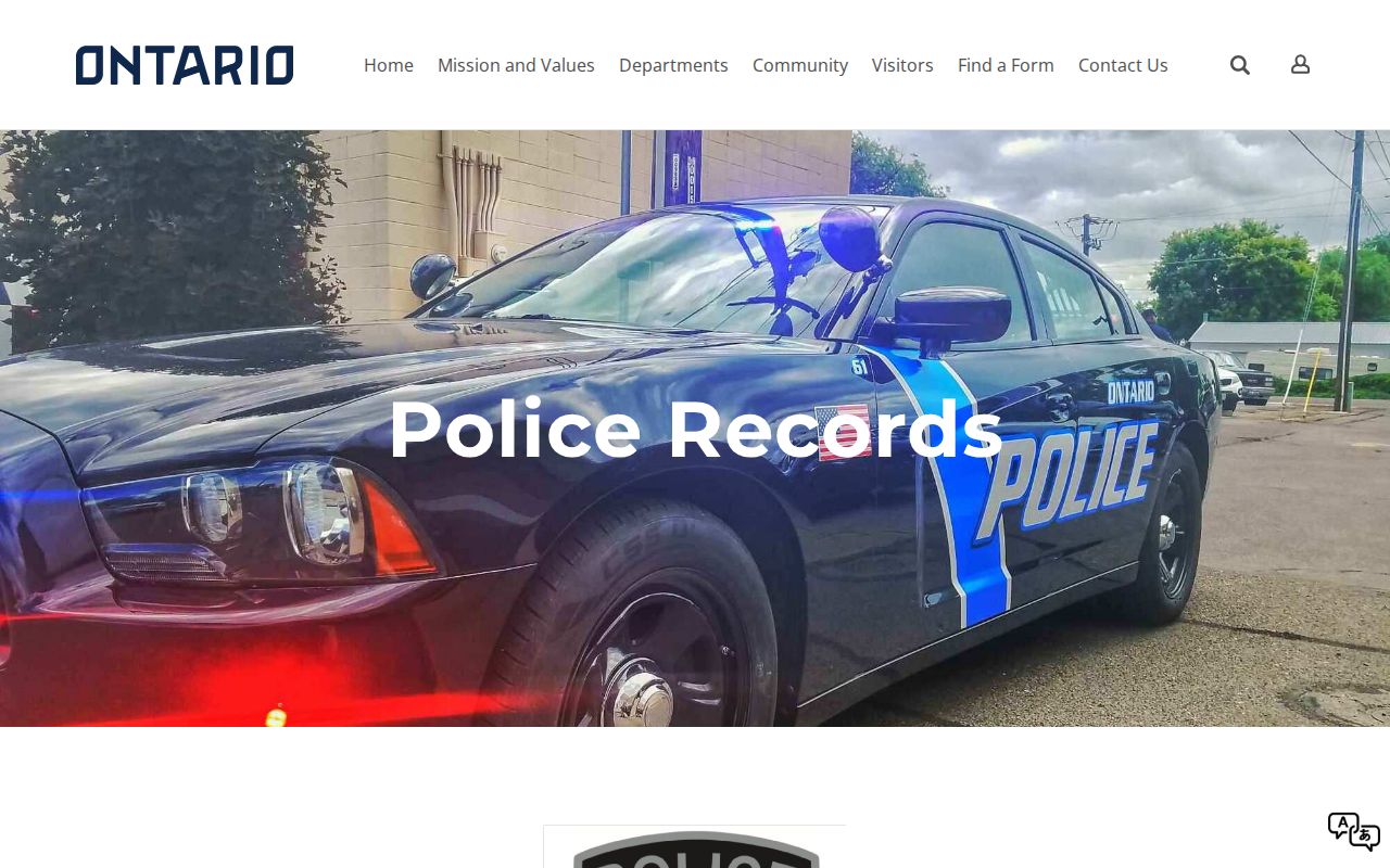 Ontario Police Department records request source for Malheur County arrest records