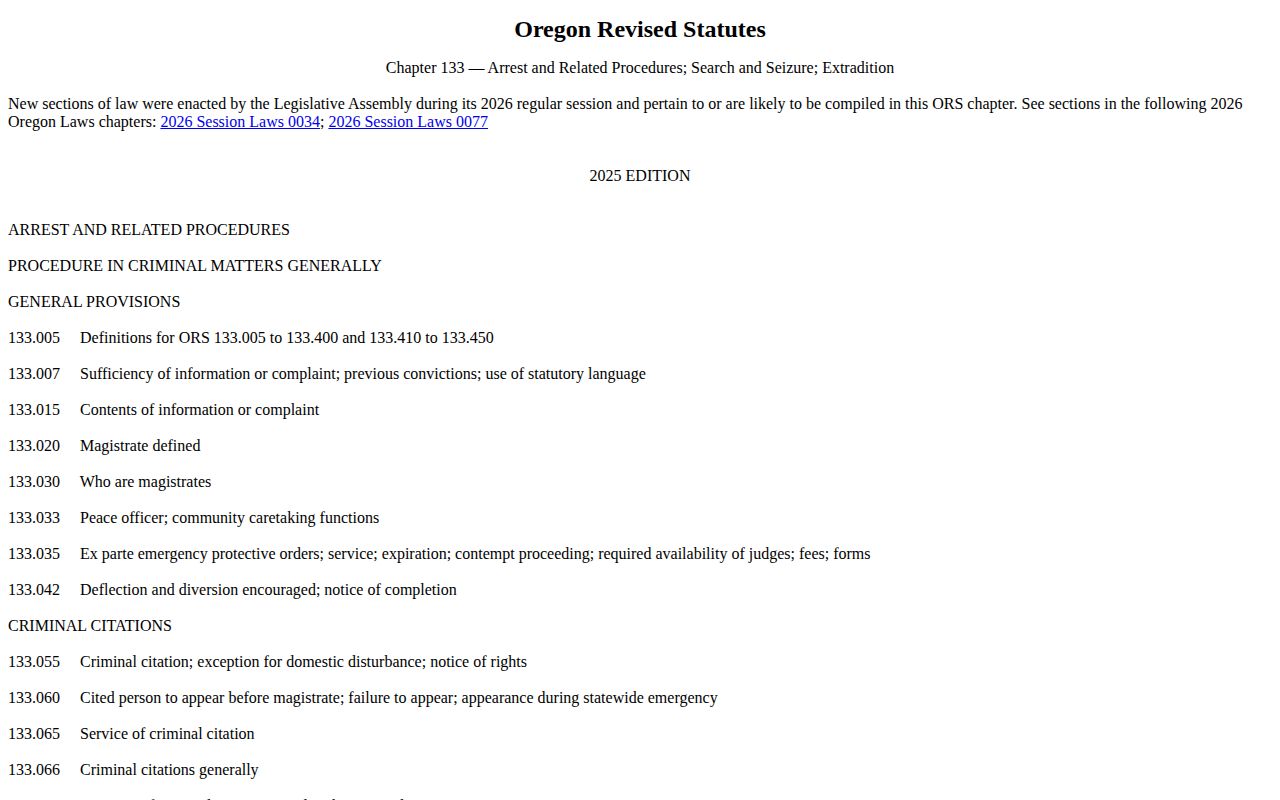 Oregon law page covering Malheur County booking photo record restrictions